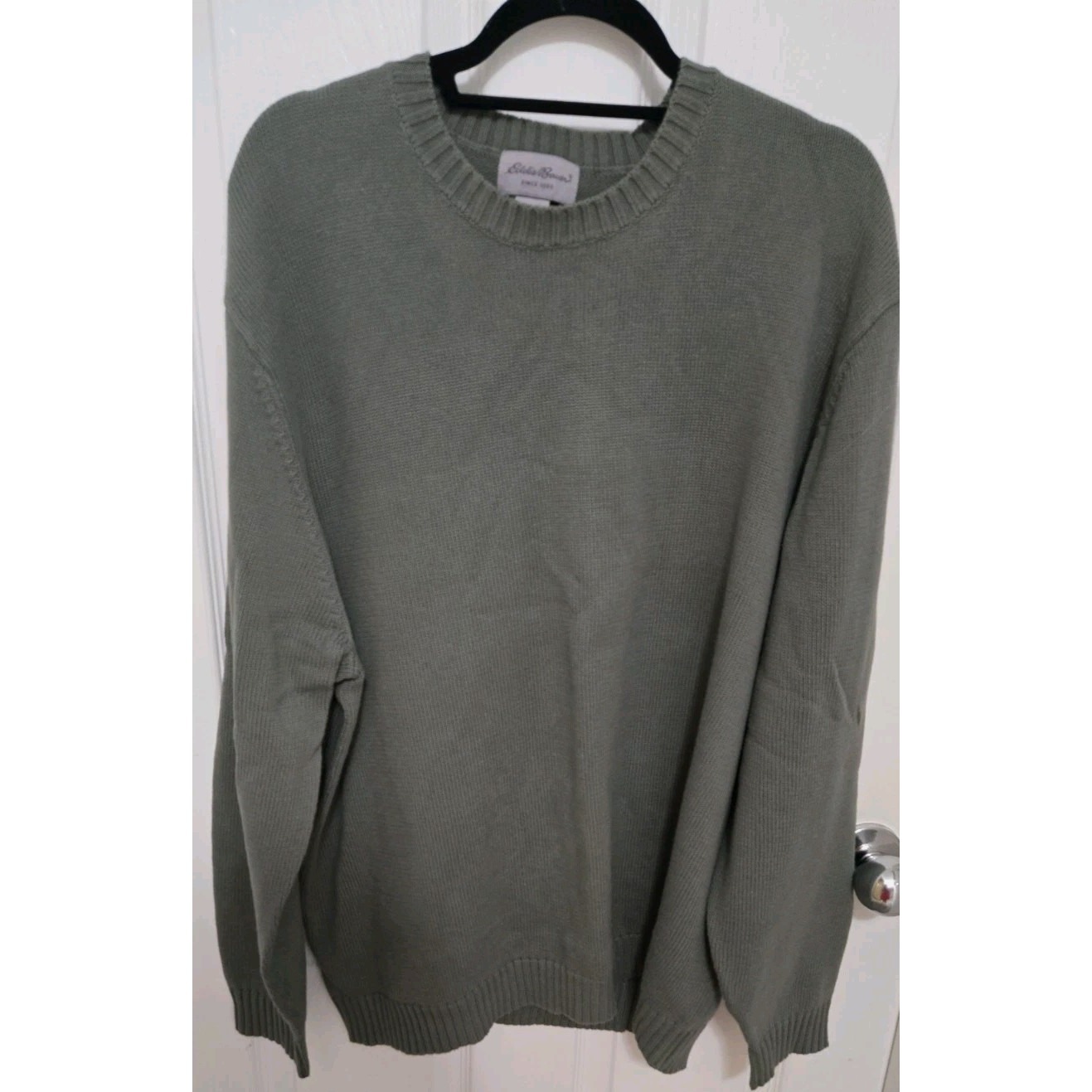 Eddie Bauer Xxl 100% Cotton Sweater Made In Australia Olive Green Knit Crewneck
